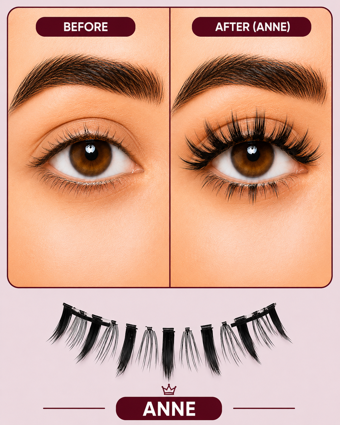 Anne Magnetic Eyelashes – No Glue, Just Clamp | Reusable & Waterproof