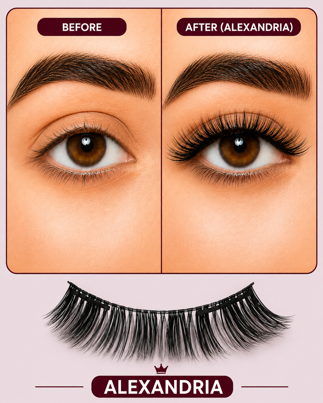 Alexandria Magnetic Eyelashes – No Glue, Just Clamp | Reusable & Waterproof