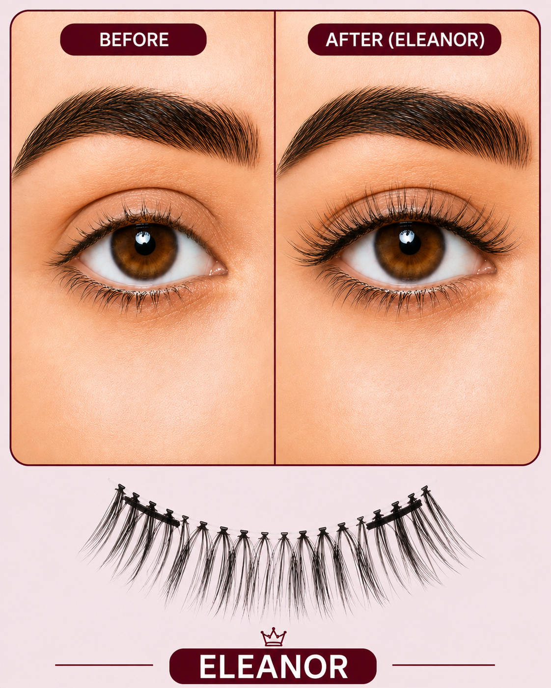 Eleanor Magnetic Eyelashes – No Glue, Just Clamp | Reusable & Waterproof