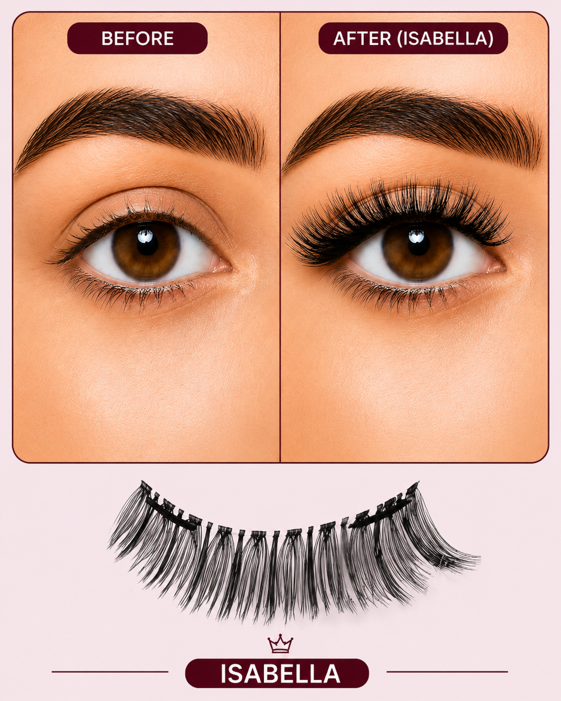 Isabella Magnetic Eyelashes – No Glue, Just Clamp | Reusable & Waterproof