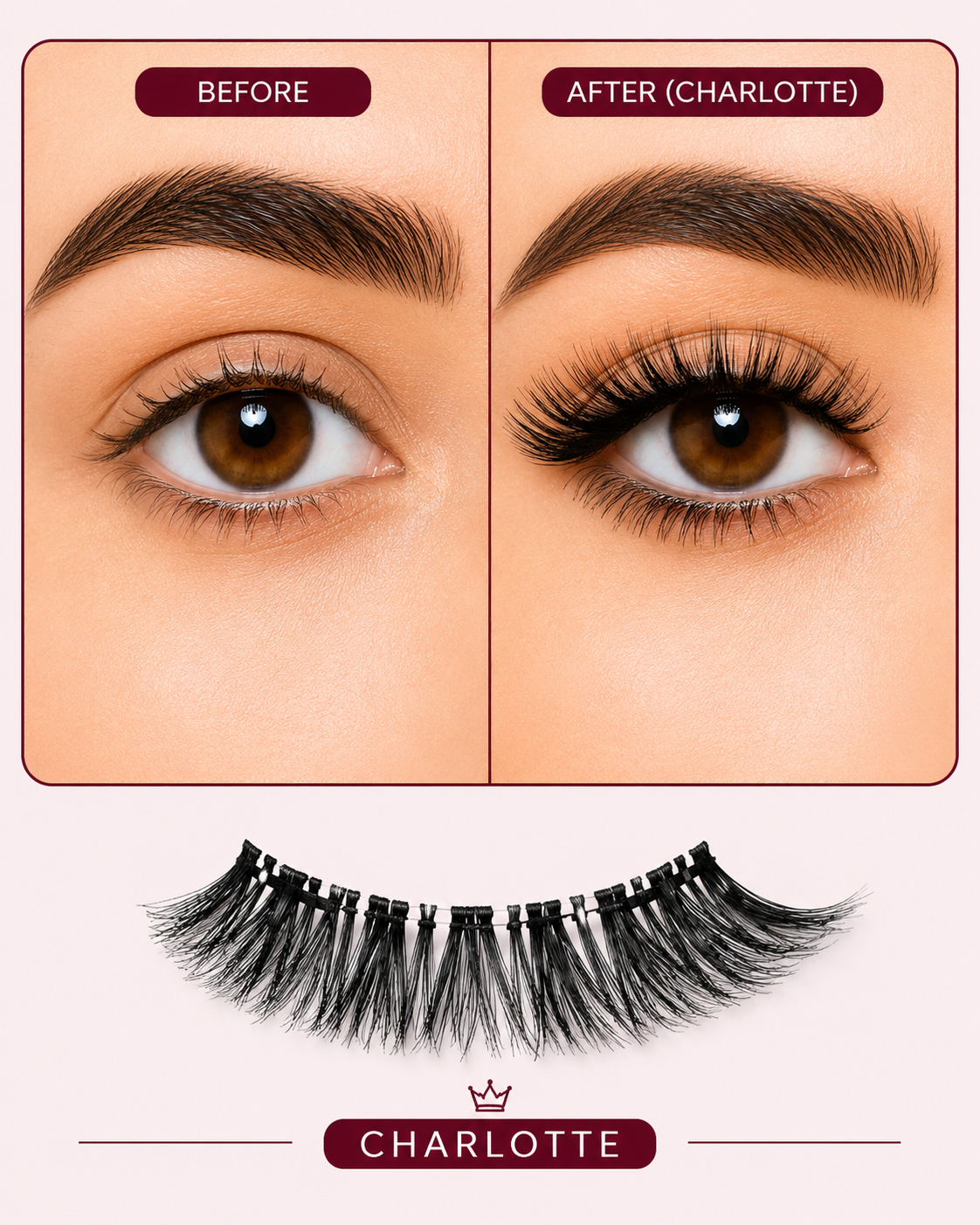 Charlotte Magnetic Eyelashes – No Glue, Just Clamp | Reusable & Waterproof