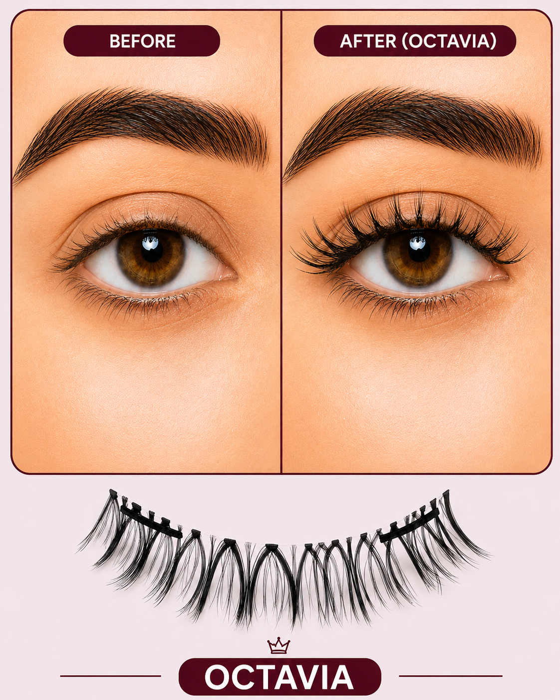 Octavia Magnetic Eyelashes – No Glue, Just Clamp | Reusable & Waterproof