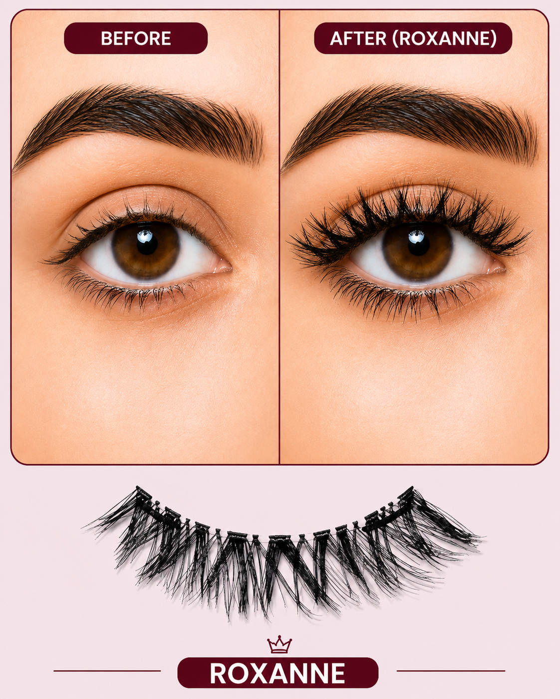 Roxanne Magnetic Eyelashes – No Glue, Just Clamp | Reusable & Waterproof