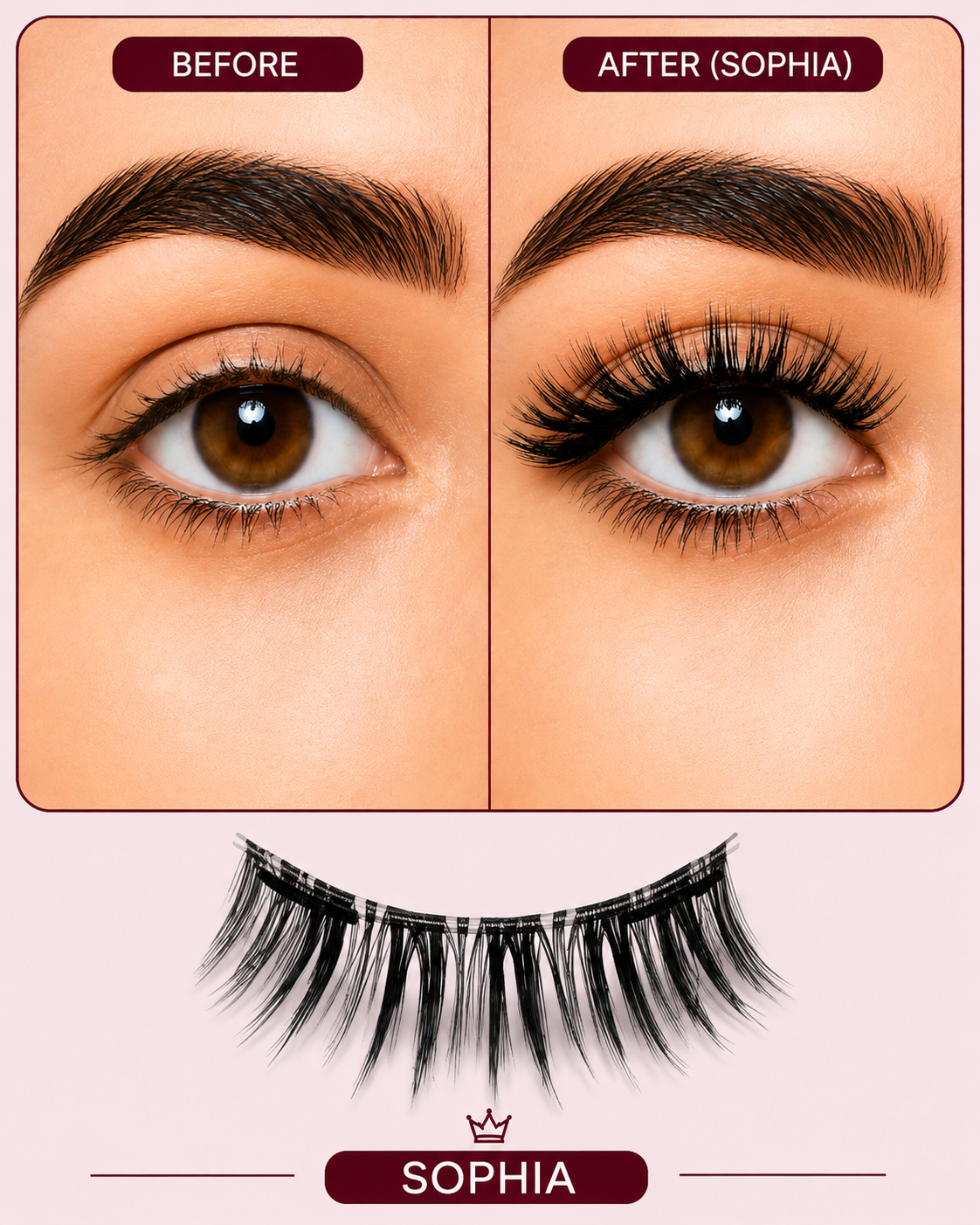 Sophia Magnetic Eyelashes – No Glue, Just Clamp | Reusable & Waterproof